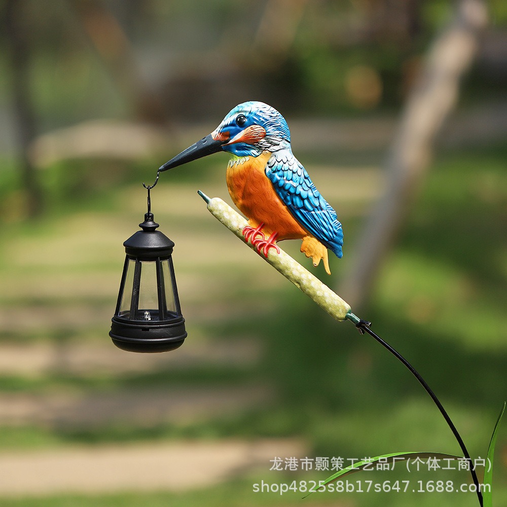 New Solar Bird Lantern Waterproof Outdoor Landscape Light Garden Courtyard Decoration Iron Art Craft