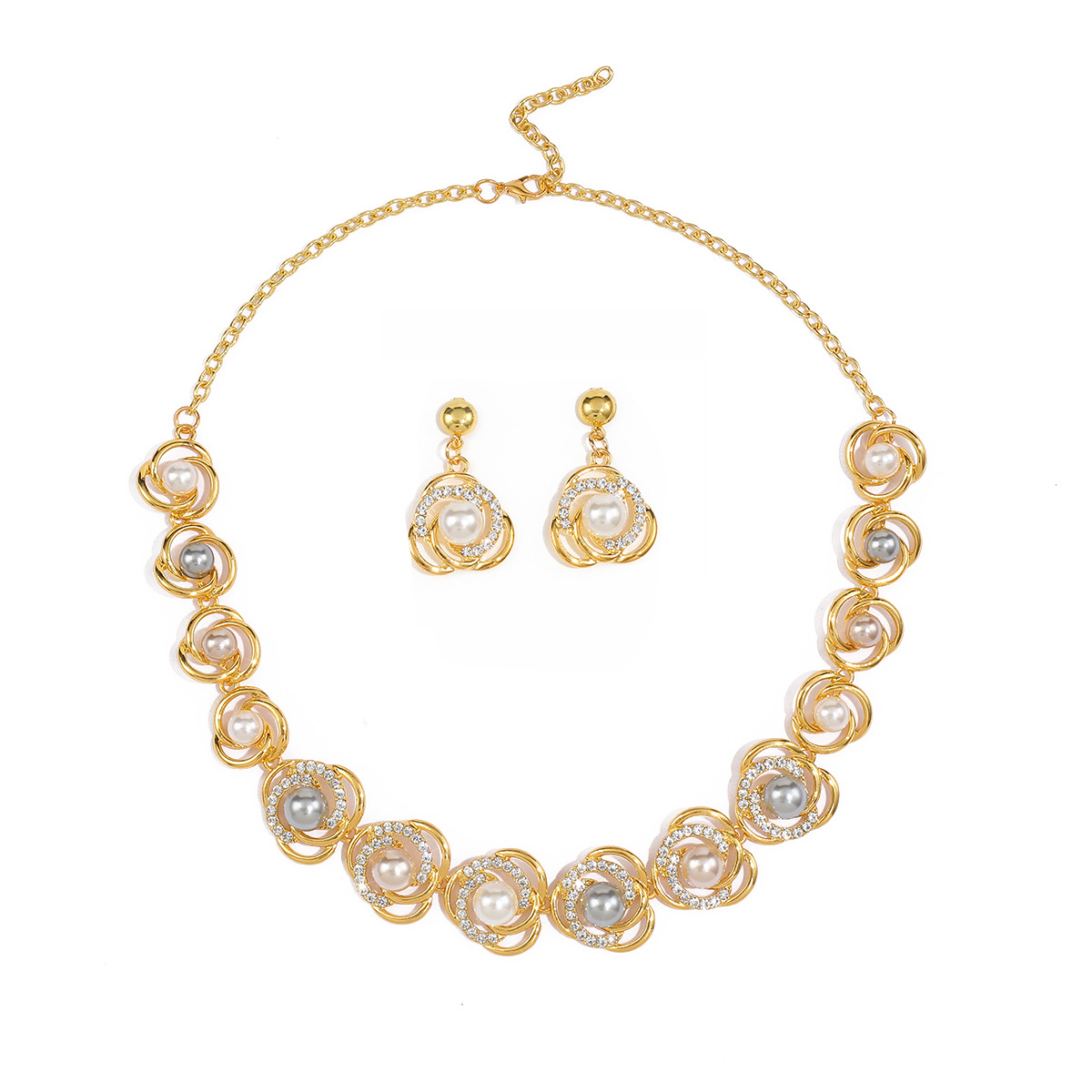 Pearl Necklace Set Bride Accessories Dress Banquet Alloy Electroplated