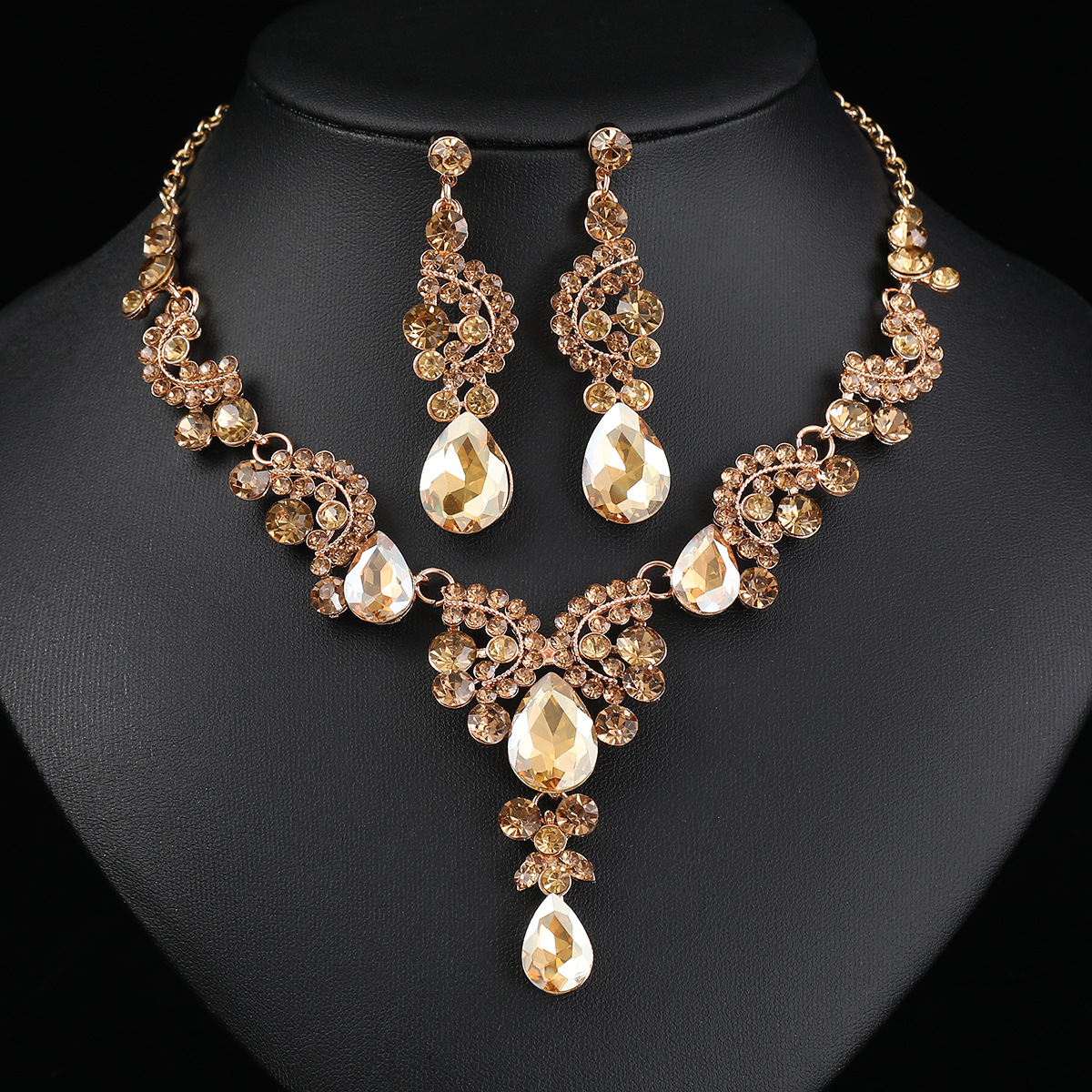 Necklace Earring Set Three-Piece Bride Wedding Dress Accessories New