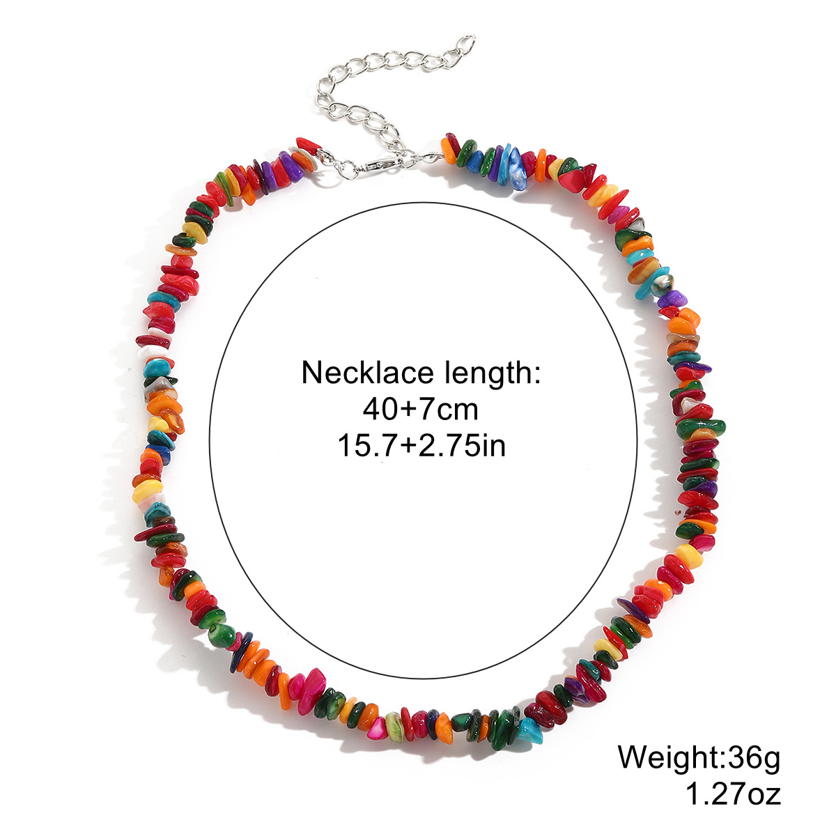Necklace summer jewelry Bohemian colorful gravel necklace women natural stone necklace