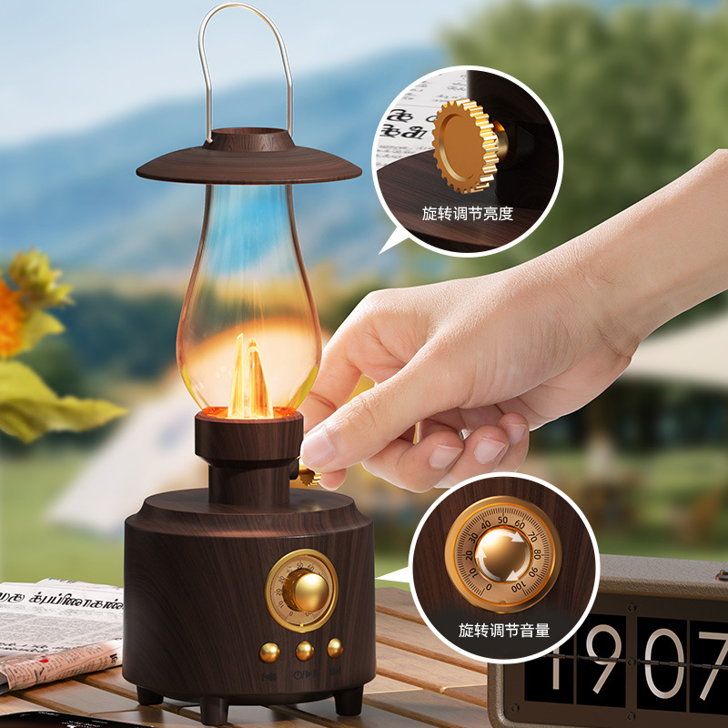 Kerosene Lamp Bluetooth Speaker Portable Outdoor Camping Light Speaker Flame Atmosphere Night Light Speaker