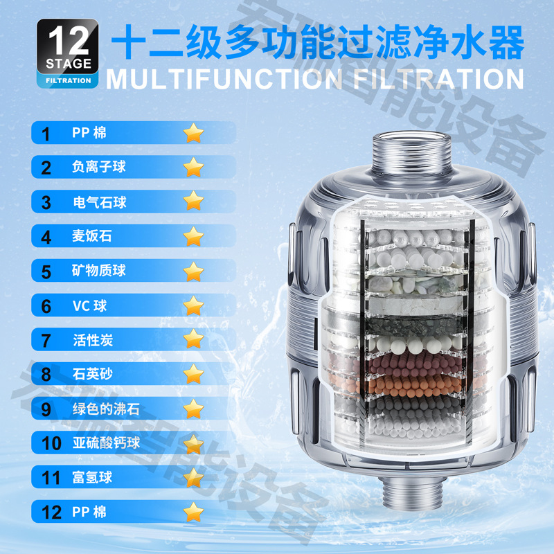 Washable Fifteen-Layer Household Filter Universal Kitchen Anti-Splash Shower Head Water Purifier Shower Filter