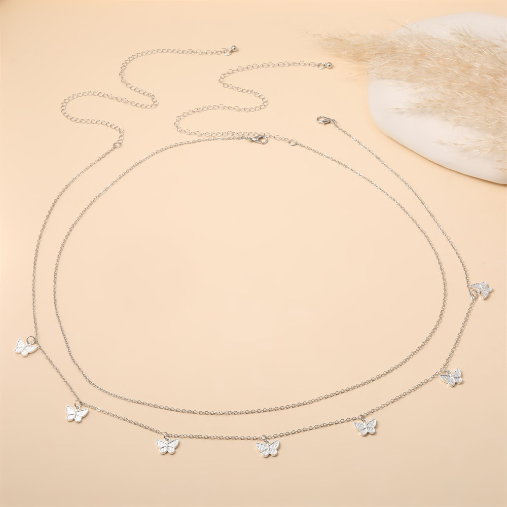 Tassel Butterfly Pendant Double-Layer Waist Chain Women's Sexy Street Snap Single Circle Metal Body Chain