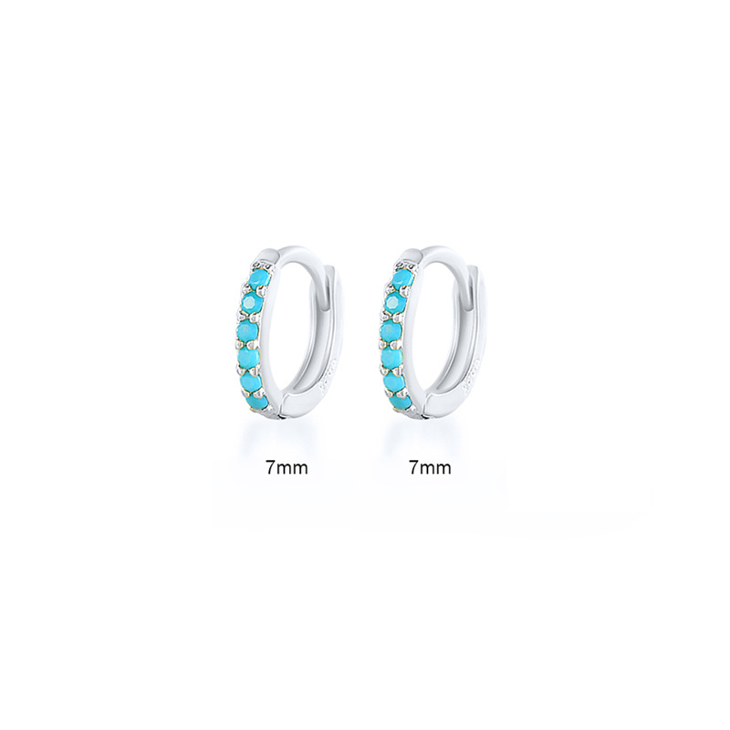 925 sterling silver circle earring ear buckle jewelry simple colored zirconia ear hoop earring for men and women