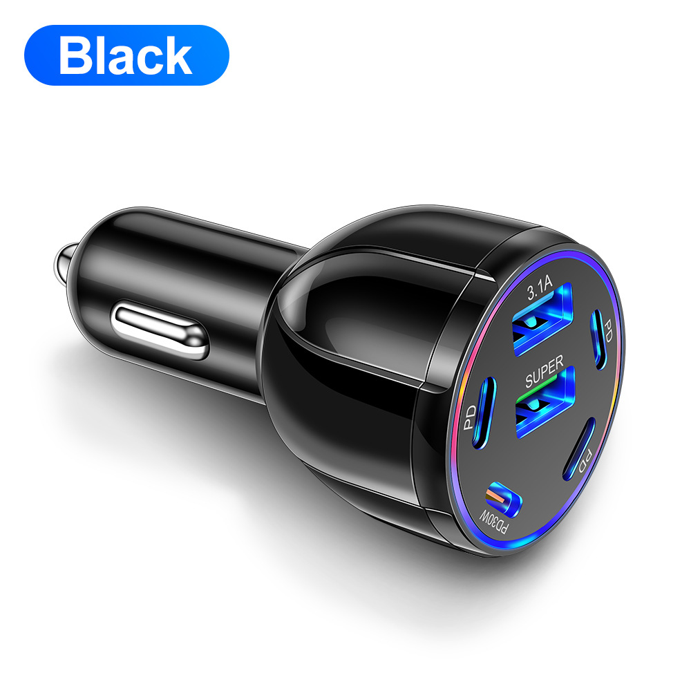 6-in-1 USB+PD Car Phone Charger 3.1A Fast Car Charger