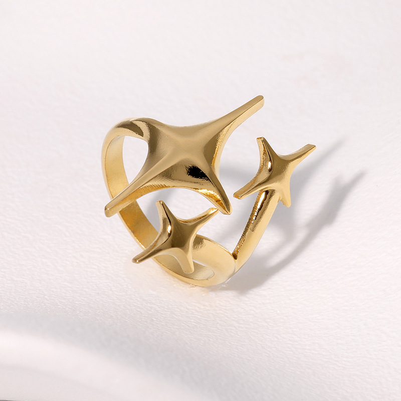 Sense star stainless steel ring simple gold-plated index finger ring