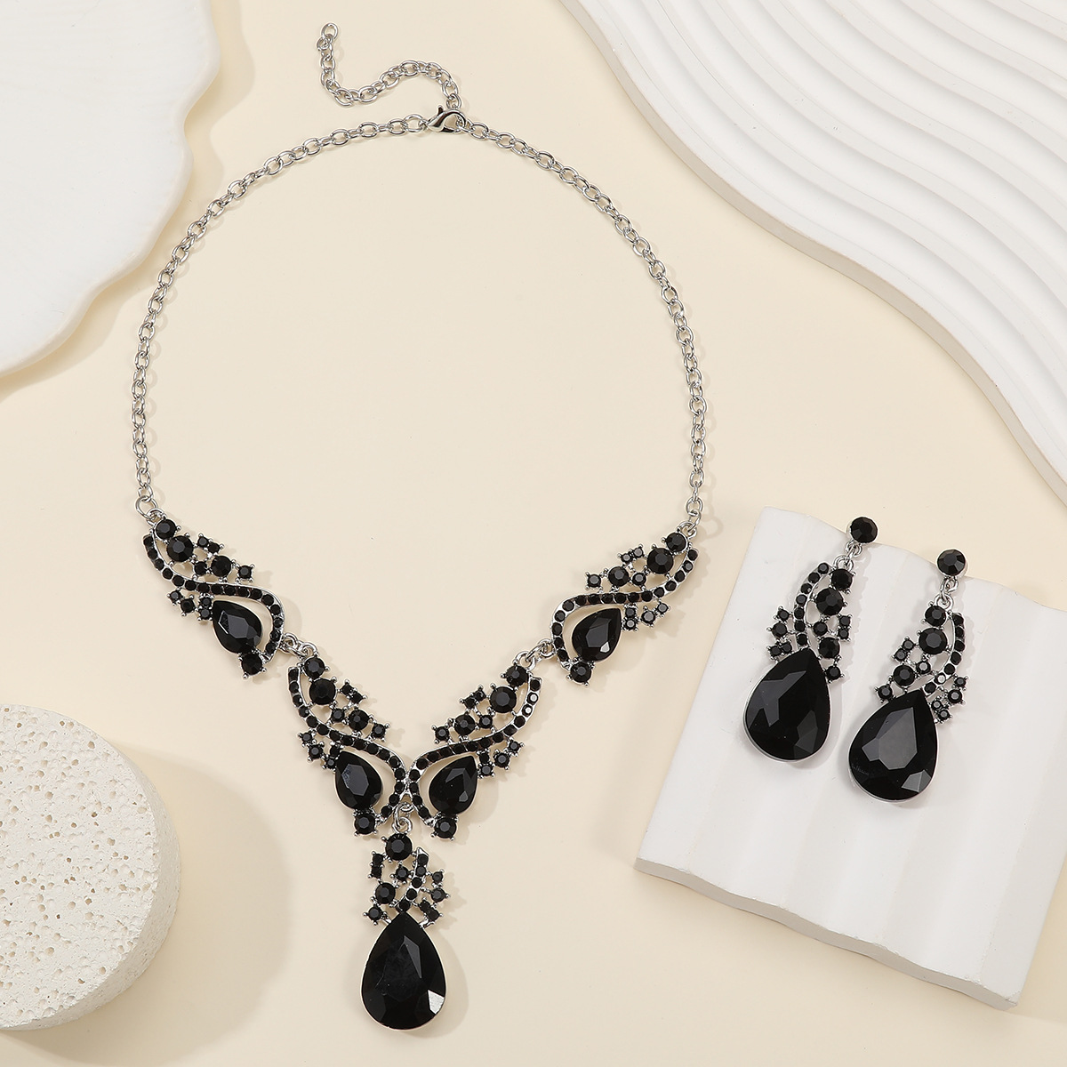 New Exaggerated Necklace Earring Set Cross-Border Exclusive Alloy Electroplated Jewelry Accessories Dress