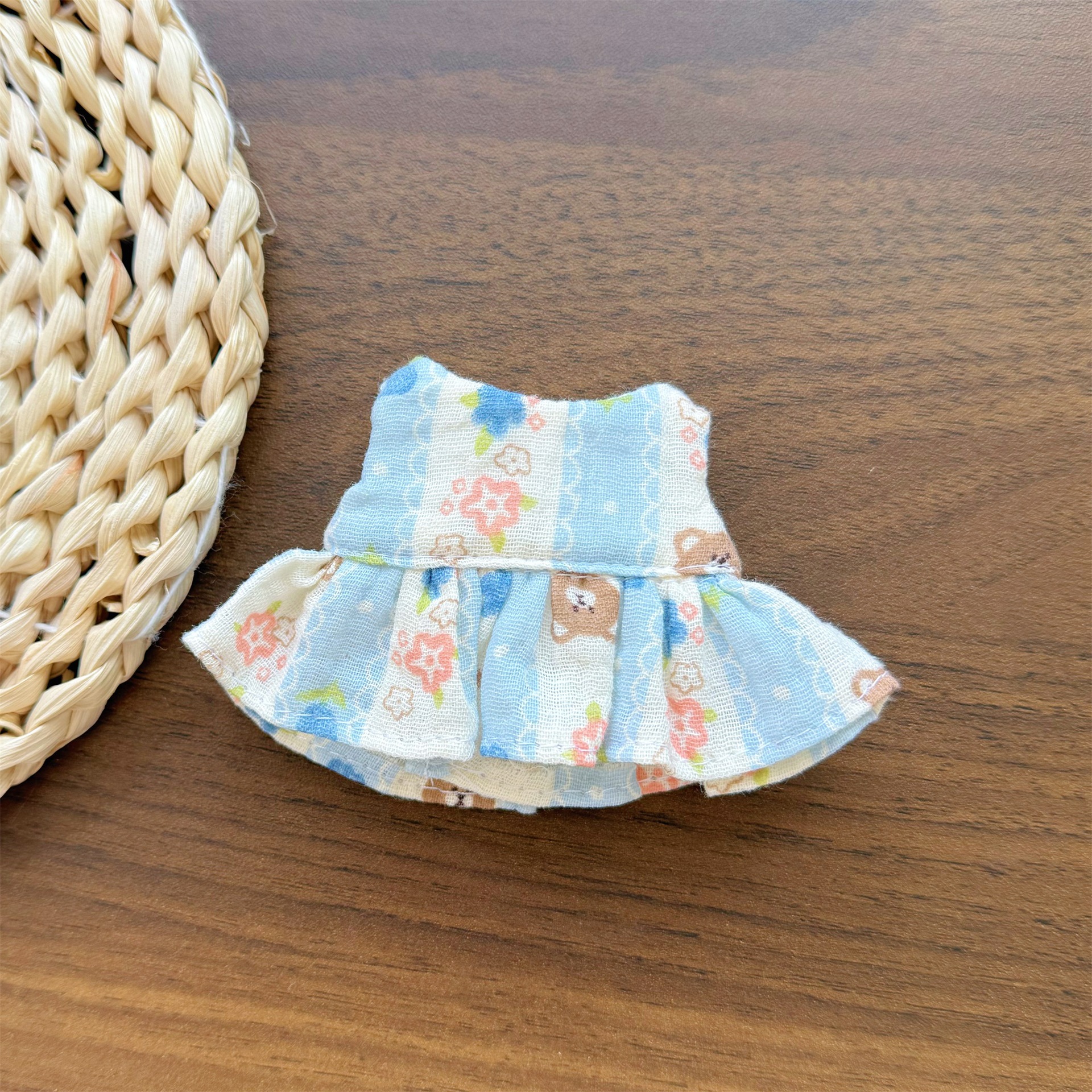 Original new summer long-legged KT Gazi sister crying baby Labubu pastoral style dress doll clothes