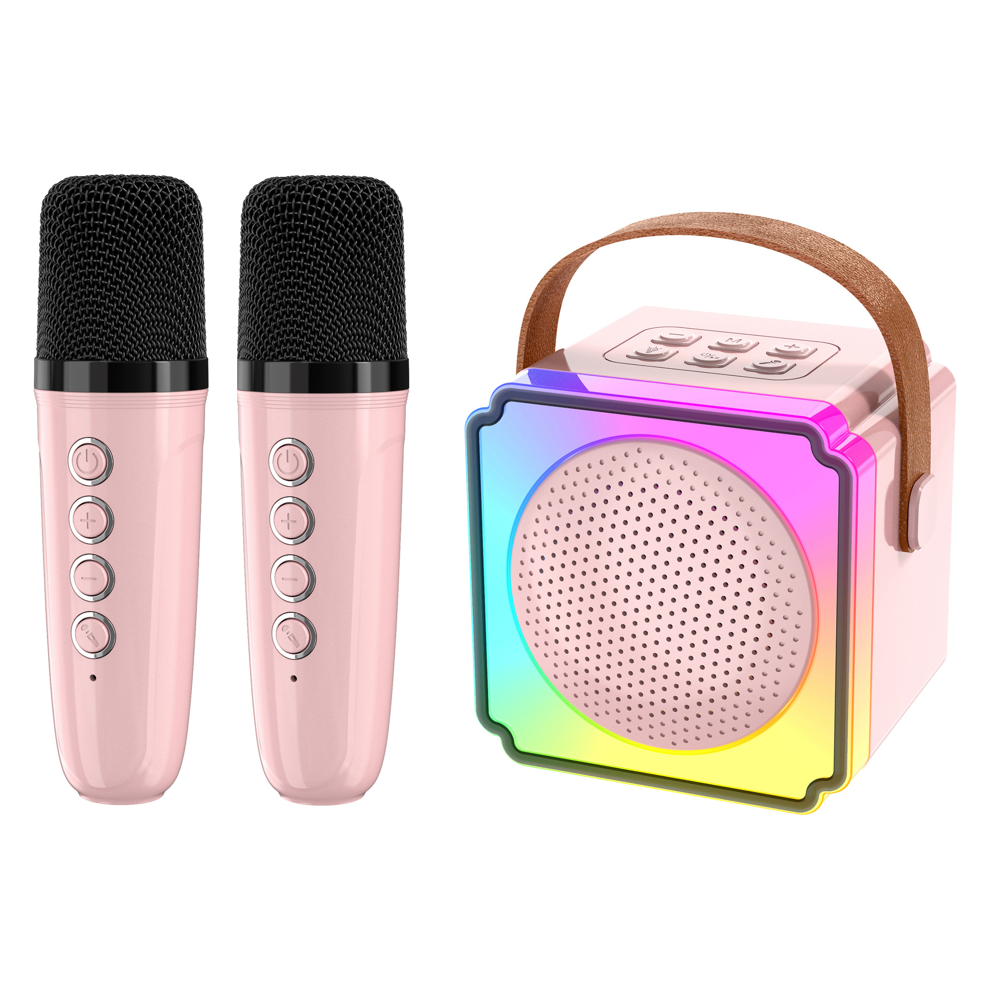 Karaoke Machine Microphone Speaker All-in-One Bluetooth Speaker K Song Microphone Colorful Dual Microphone Sound