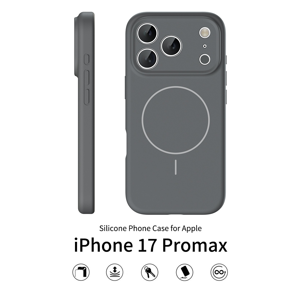 Silicone case for iPhone 17 Pro Max solid color anti-falling