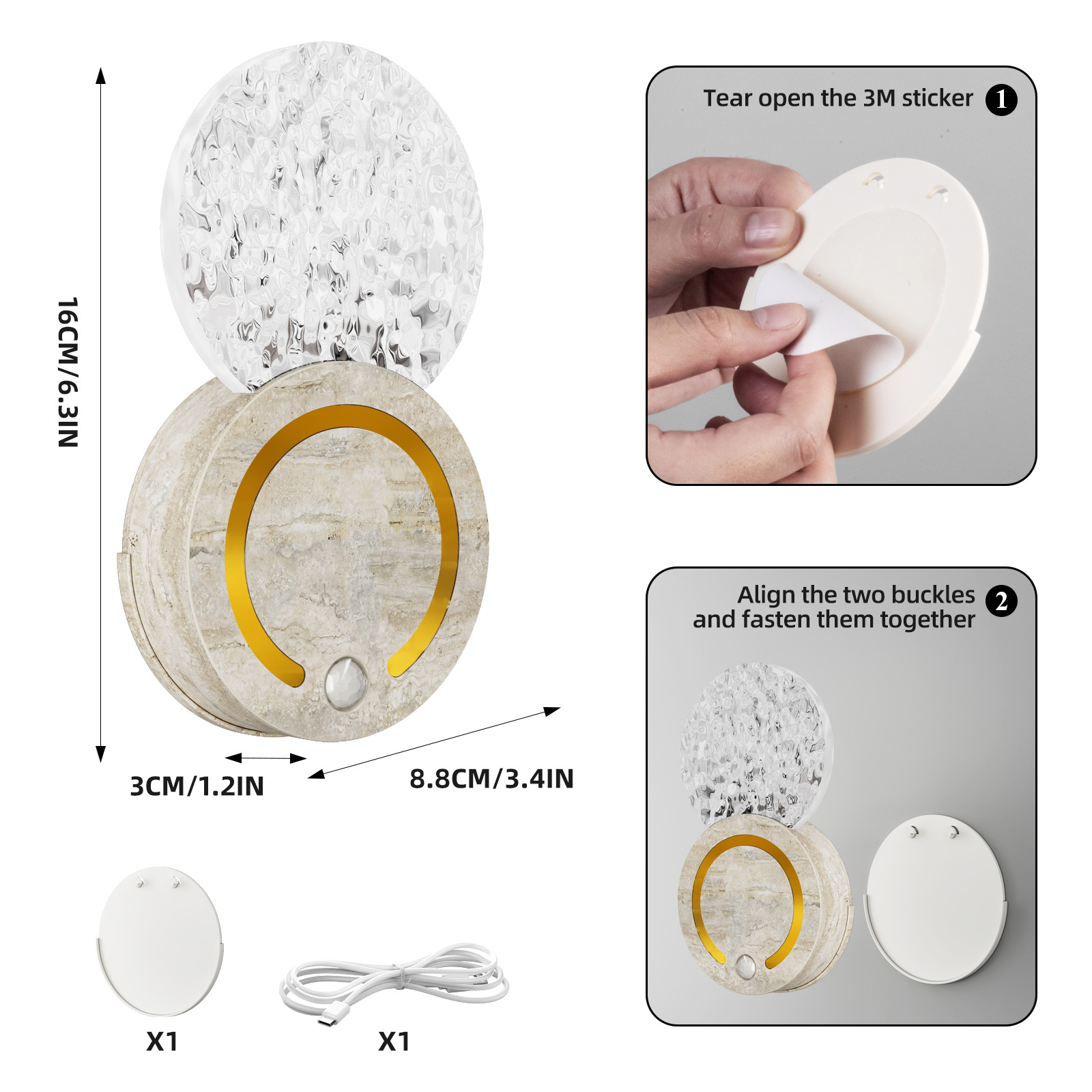 Human Body Induction Bedroom Bedside Wall Light Snap-On No Wiring Bedroom Charging Night Light