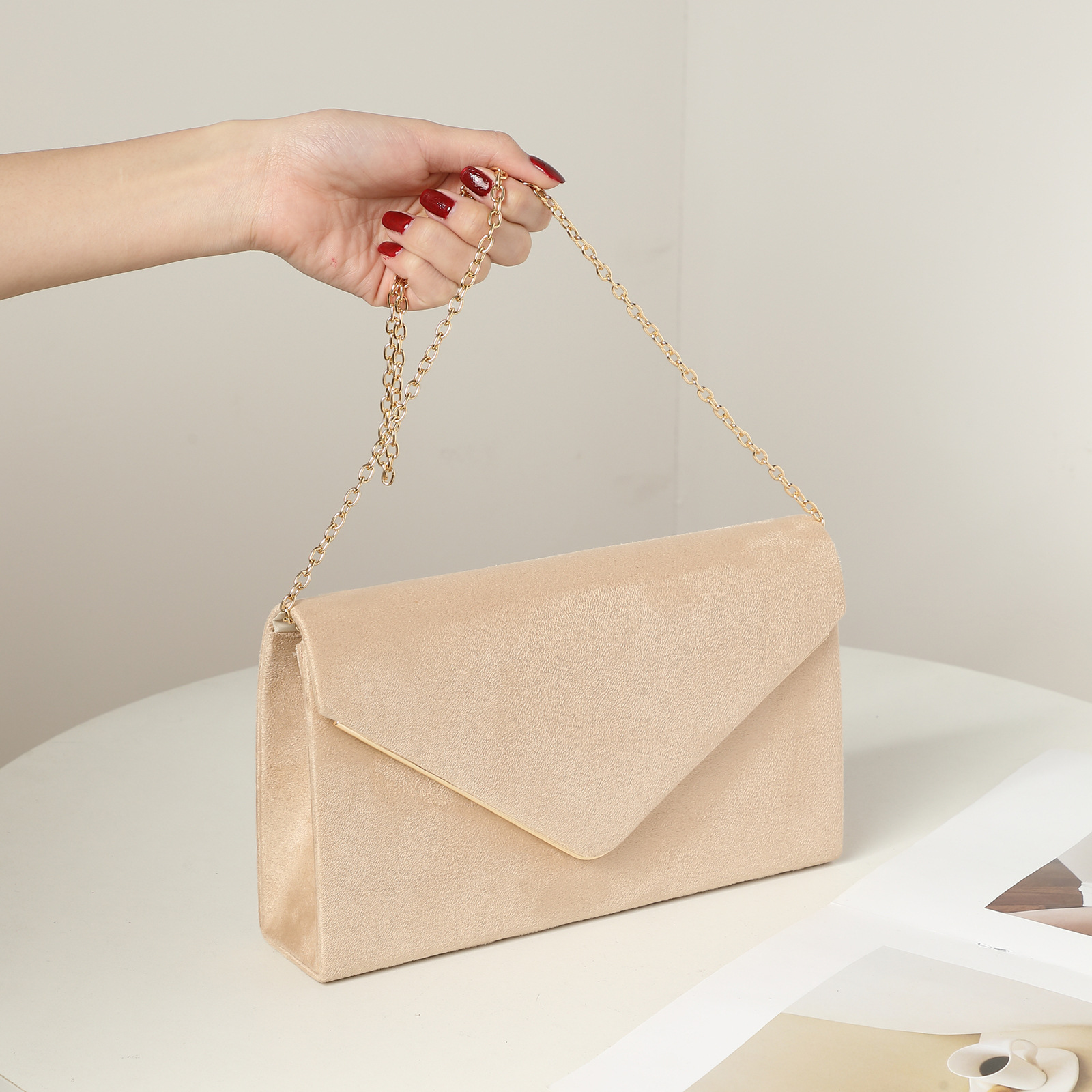 2023 New Women's Evening Bag Simple Clutch Bag Wedding Party Dress Evening Dress Bag Velvet Bag