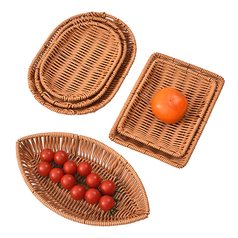 Imitation rattan fruit basket, hotel restaurant rattan snack plate, melon seed and french fry basket, KTV bar snack storage bin