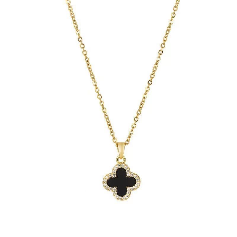 Four-leaf clover summer fragrance necklace single-sided锁骨 student version