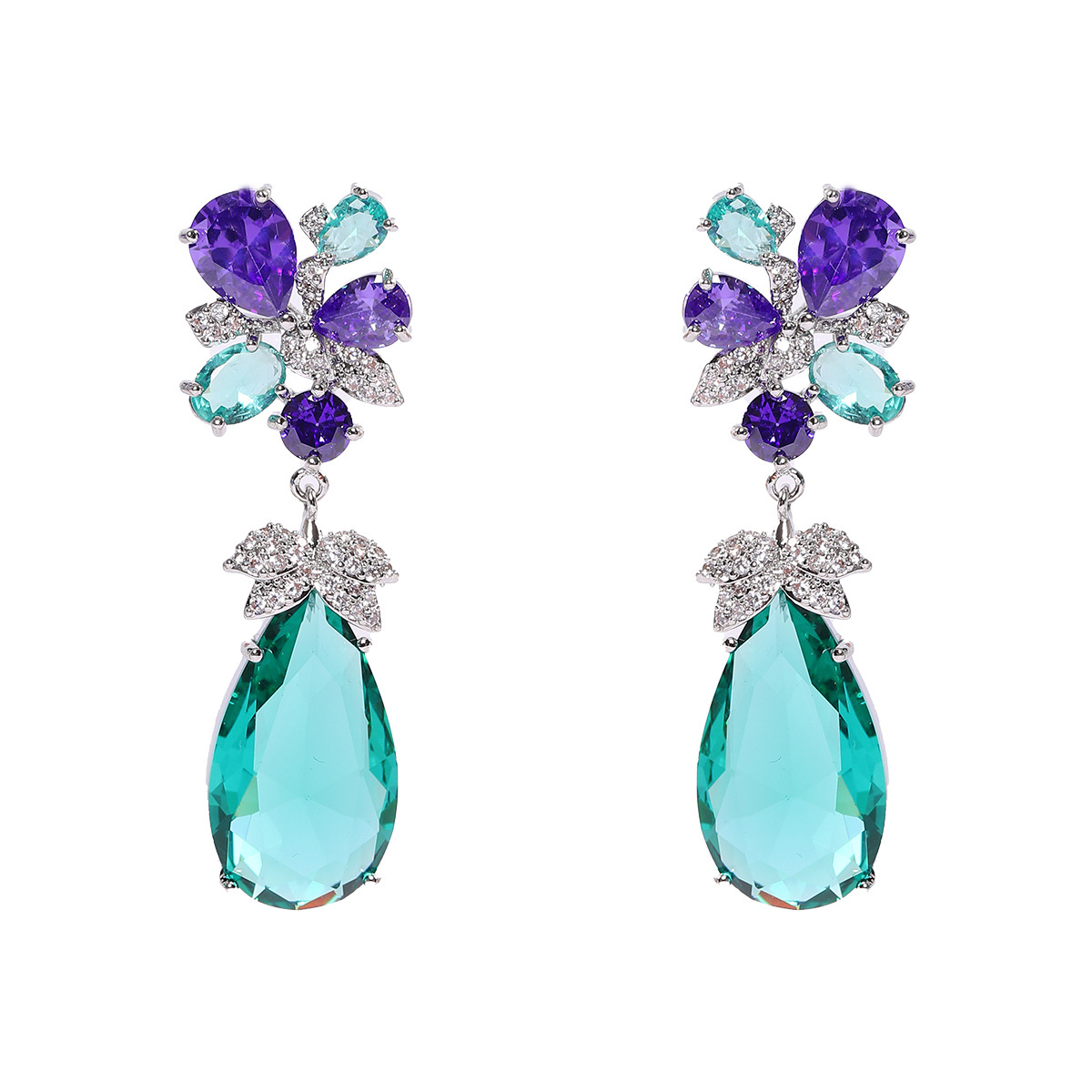 Simple earrings micro-set zircon ear accessories bridal wedding dress teardrop earrings