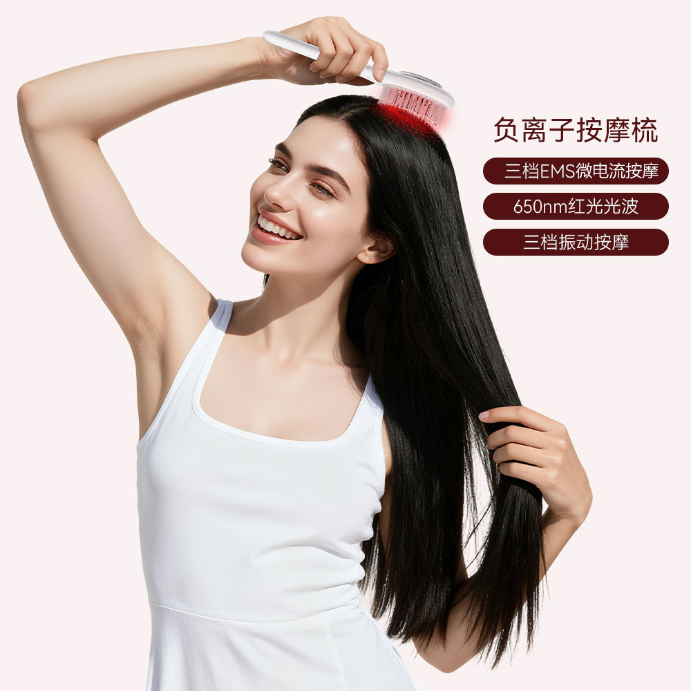 Electric massage comb scalp applicator automatic vibration kneading red light hair care essential oil导入液 comb