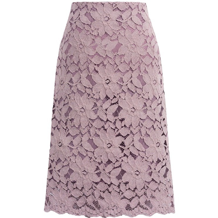 Skirt spring and summer plus size water-soluble lace skirt very fairy French niche a-line skirt mid-length hip-hugging skirt