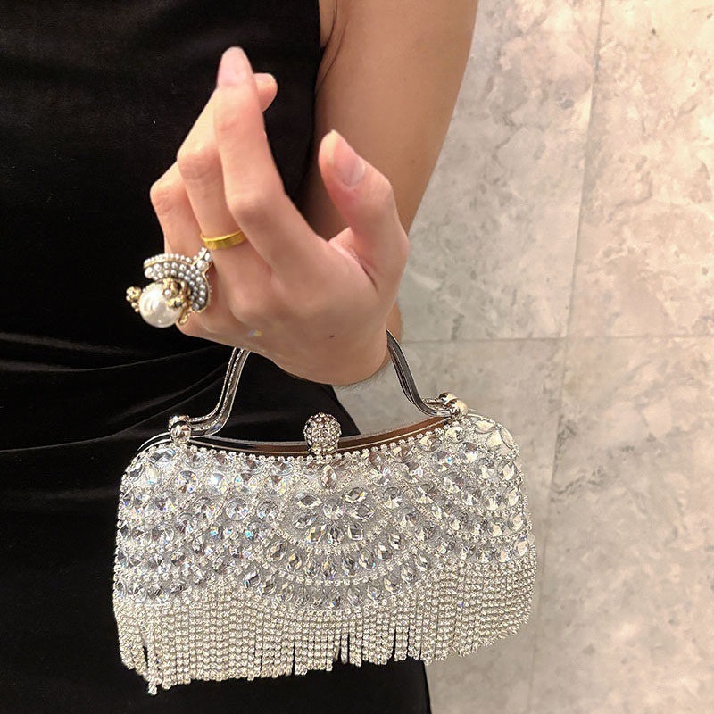 2026 New Rhinestone Evening Bag Tassel Handbag Banquet Bag Celebrity Evening Shoulder Bag