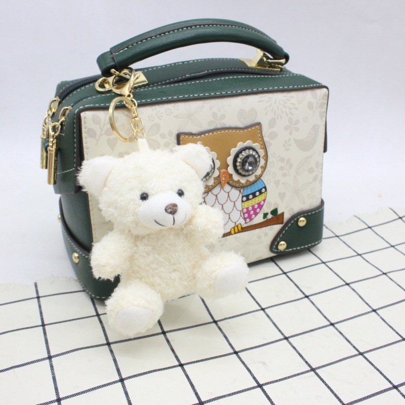 New Cartoon Curly Teddy Bear Plush Keychain Bag Charm Phone Case Decoration Doll Toy