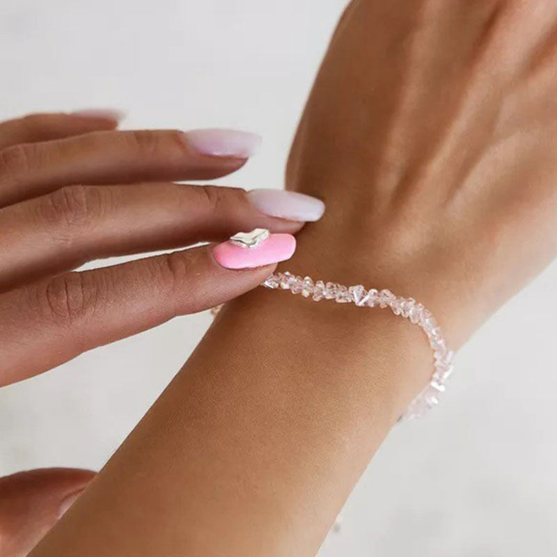 Rongshang Faceted Triangular Crystal Glass Beaded Bracelet for Women Sparkling Hand Ornament for Women Accessory