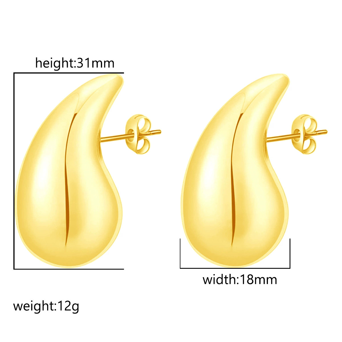 Round stainless steel hollow earrings, oval for women, electroplated 18K earrings earrings