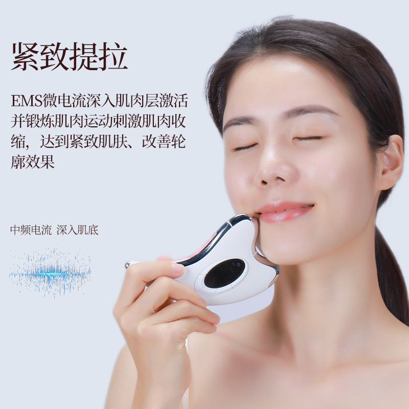 EMS Facial Massager Electric Scraping Board Heating Vibration Beauty导入仪 Facial Tightening and Lifting Scraping Device