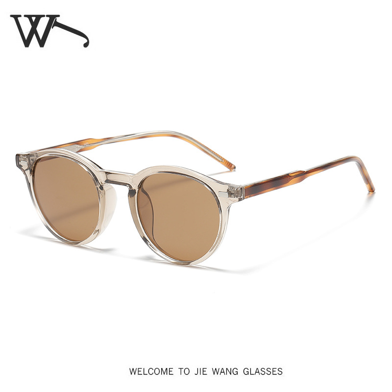 New Brown Round Frame Sunglasses TR Pin Leg UV Protection Polarized Sunglasses