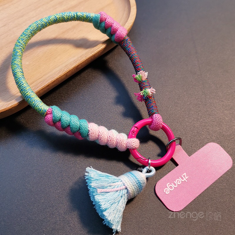 Phone strap women's wrist style tassel pendant braided rope short niche outdoor mountaineering travel