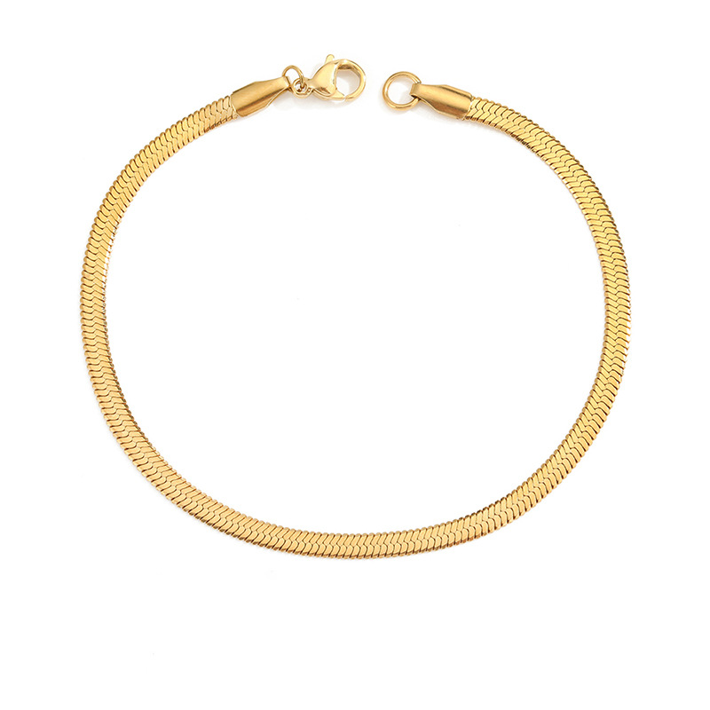 eManco Stainless Steel Snake Bone Chain Simple Bracelet Women Thin Flat Snake Chain Bracelet Couple Bracelet