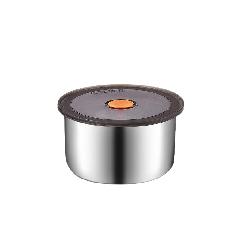 No coating 304 stainless steel round fresh-keeping box food-grade sealed leak-proof refrigerator storage box durable non-rusting