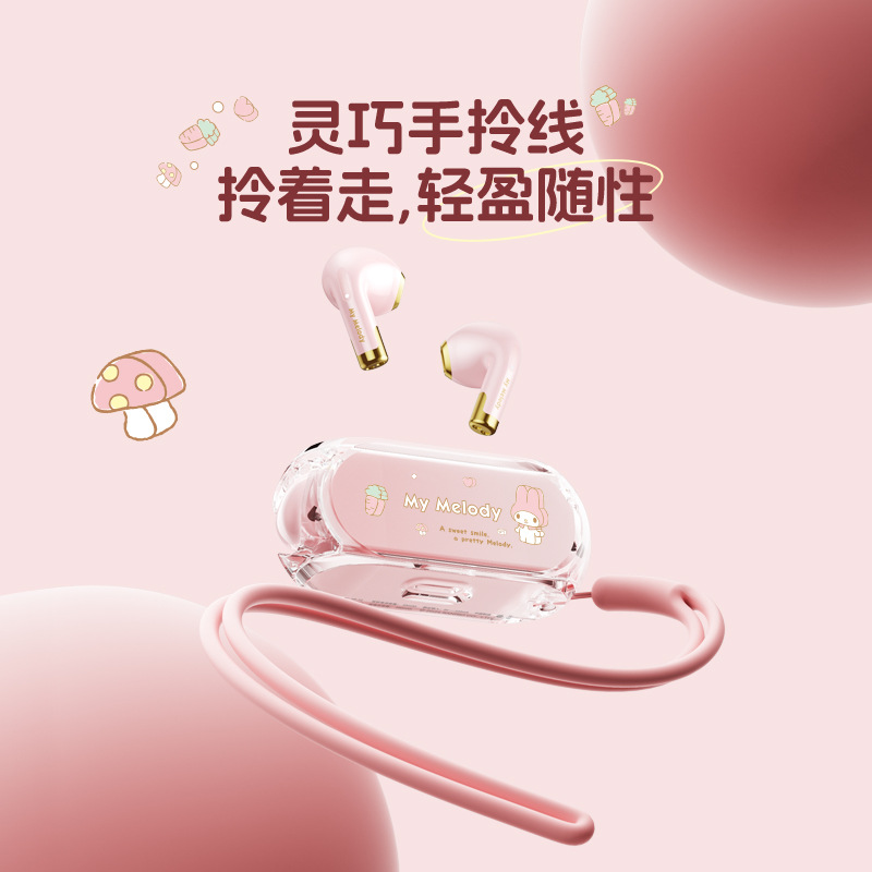Sanrio Bluetooth Earphones Strip-Type Cute Portable Transparent Sports In-Ear Earphones Long Battery Life Good Sound Quality