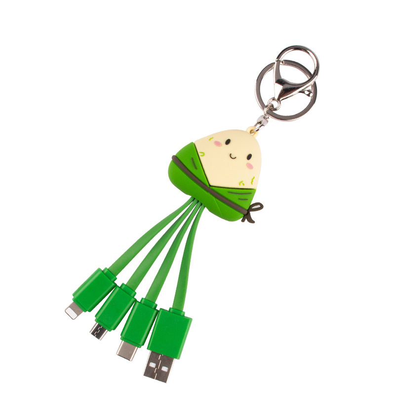 Zongzi Data Cable Cultural Creative Dragon Boat Festival Gift 3-in-1 Cute One-drag-three Key Zongzi Charging Cable