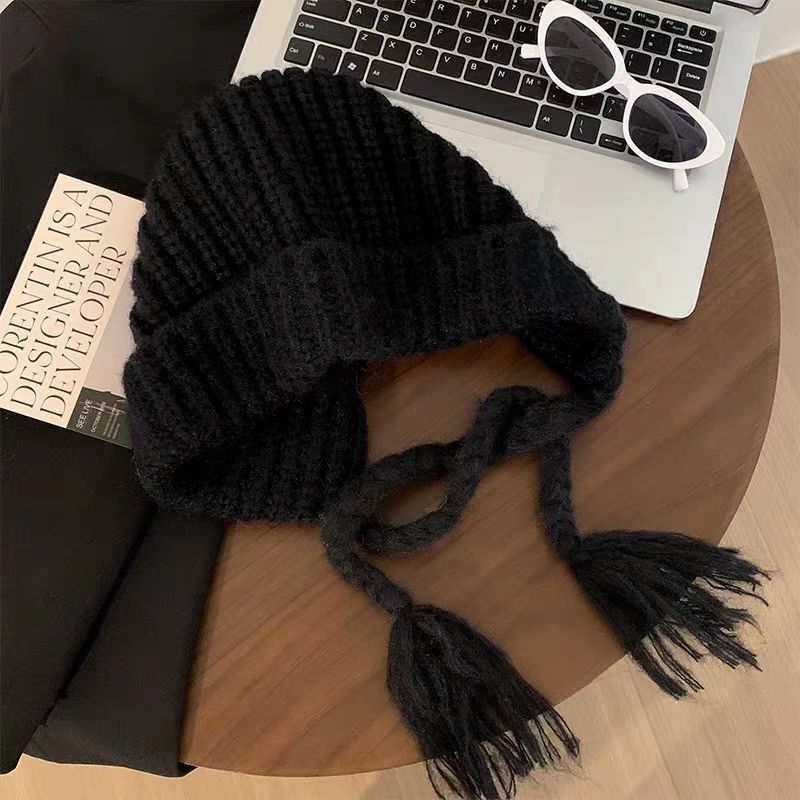 Custom autumn and winter new solid color knitted hat women warm face-showing small knitted hat