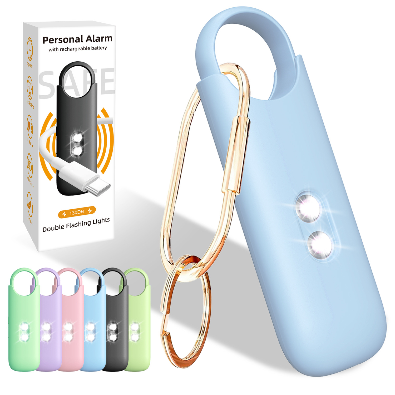 Charging Alarm Outdoor Portable Women Self-defense Dual Strobe Light Sound and Light Anti-wolf Self-defense Portable for Women
