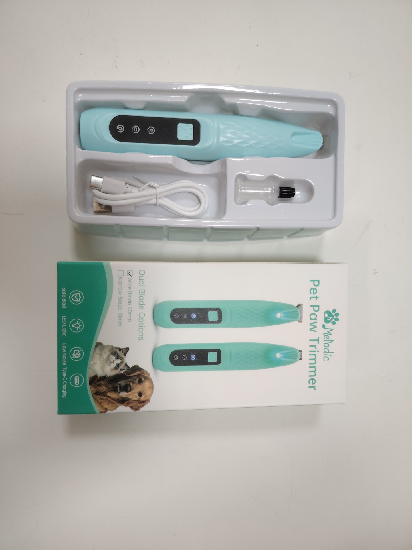 New Pet Hair Clipper Waterproof Wide and Narrow Blade LED Shaver for Cat Dog Ear Paw Hair