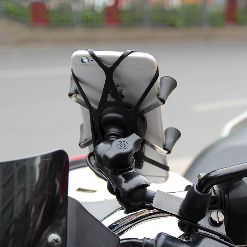 Motorcycle phone mount rechargeable aluminum alloy phone mount with USB charging mount