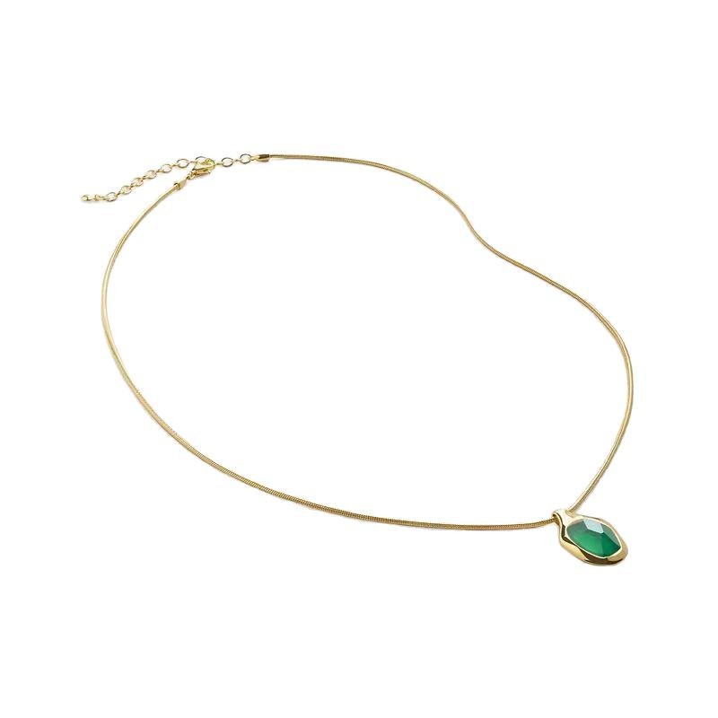 Monica Flowing Light Gemstone Necklace S925 Silver Gold-Plated Natural Agate Moonstone Niche Snake Bone Chain