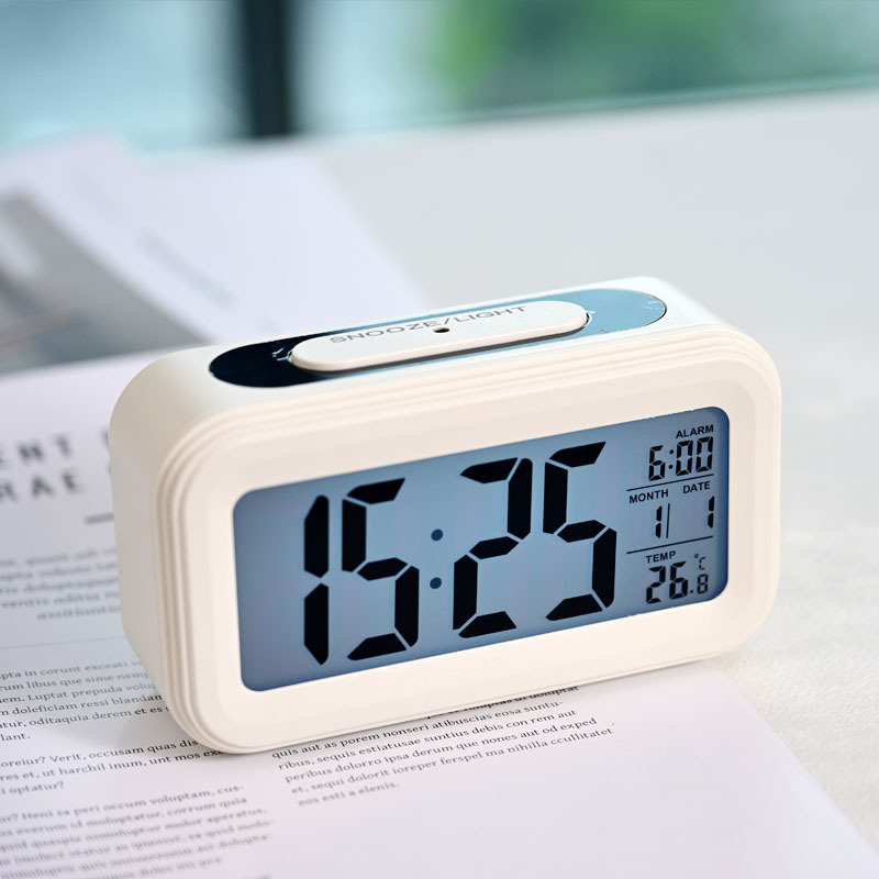 Desktop Digital Clock Smart Night Light LCD Large Screen Temperature Perpetual Calendar Student Wake-up Alarm Clock