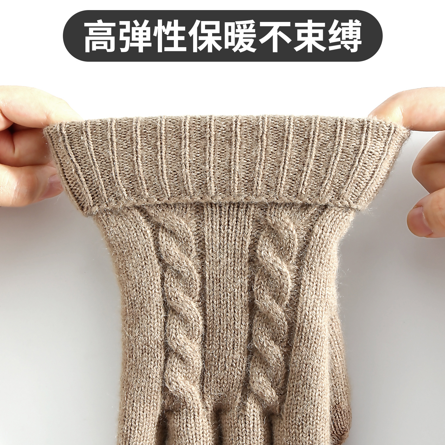 Knitted Gloves Women Winter Double-Layer Fleece-Lined Thick Warm Cold-Proof Outdoor Cycling Touchscreen Gloves