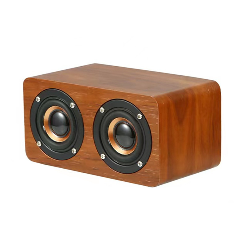 K5A Wireless Bluetooth Speaker Wooden Dual Speaker Heavy Bass Desktop Small Audio Gift LOGO New Product