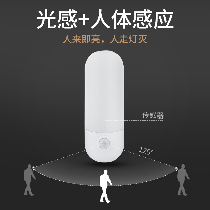 LED light-sensing human body sensor night light emergency light closet light simple baseboard light