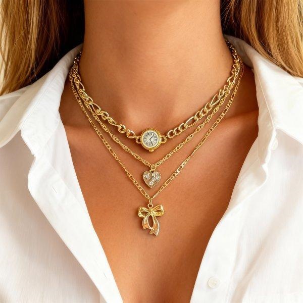 New Exaggerated Irregular Love Pendant Necklace Simple Round Bead Necklace