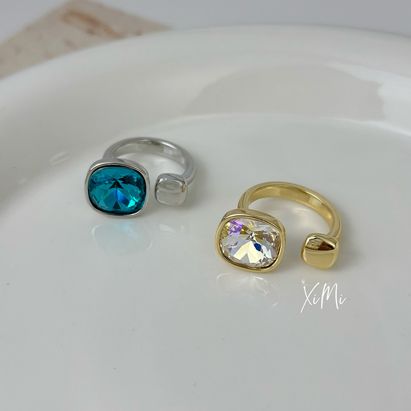 Blue Gemstone Open Ring for Women Delicate Index Finger Ring Vintage Style