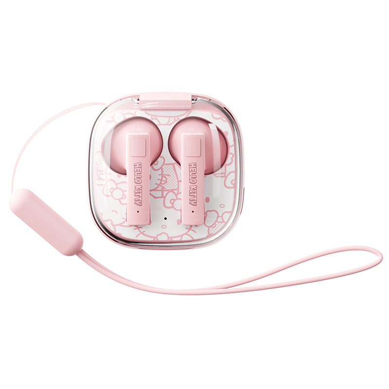 Sanrio True Wireless Bluetooth Earphones Cute Transparent Cartoon Girls Kuromi Semi-In-Ear High-Definition Sound Quality