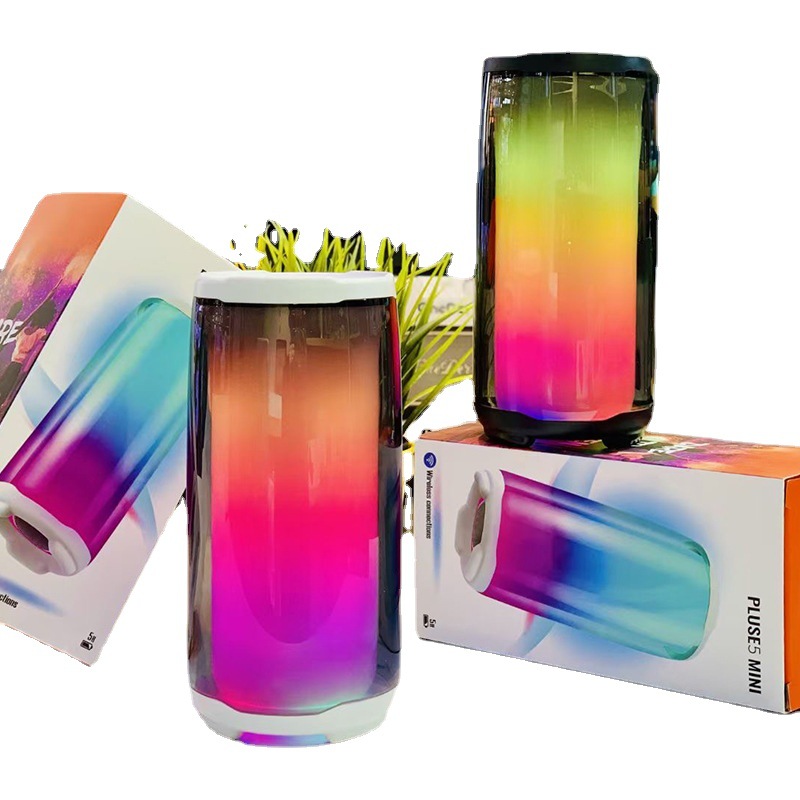 New Pulse PLUSE5 Mini Bluetooth Speaker Gift Colorful Light Desktop Card Slot Bass TWS Couplet