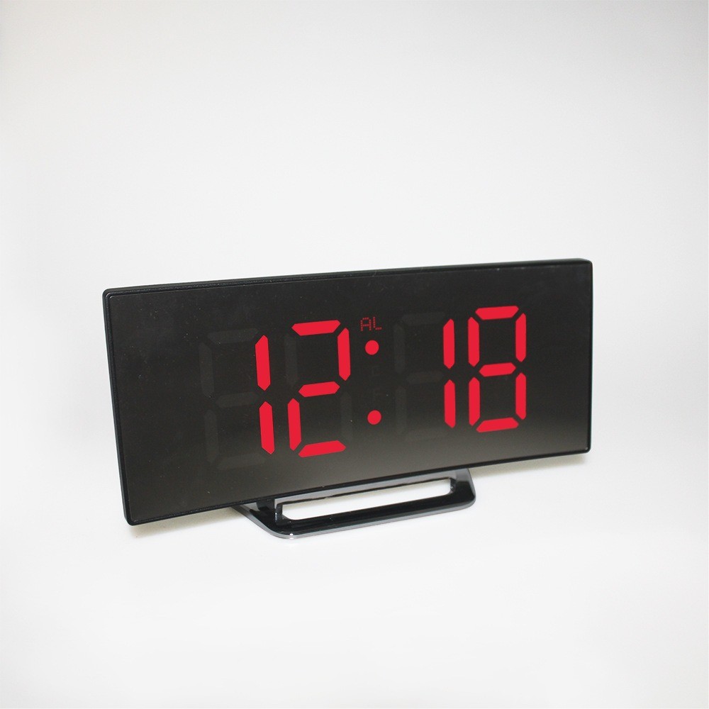 Curved electronic clock large screen LED clock mirror clock silent alarm clock 6507