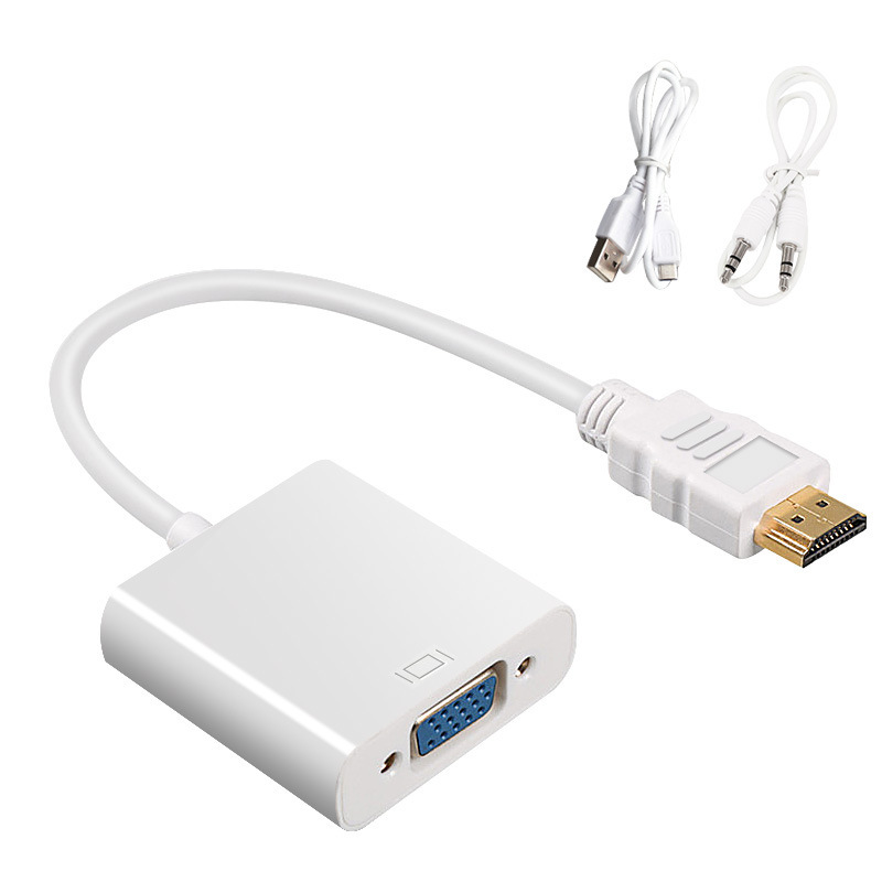 HDMI to VGA adapter cable with audio power supply connect TV computer cable HD adapter HDMI to VGA