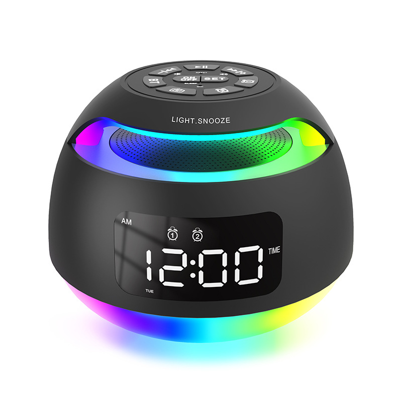 New LED Bluetooth Speaker Clock with Radio, Student Desktop Fantasy Atmosphere Light Electronic Clock