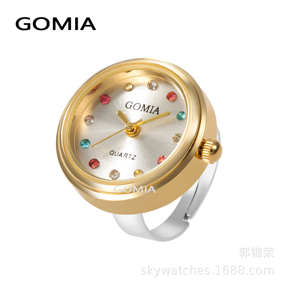 GOMIA Ring Watch New Colorful Diamond Mini Finger Watch Student Can Life Waterproof Watch