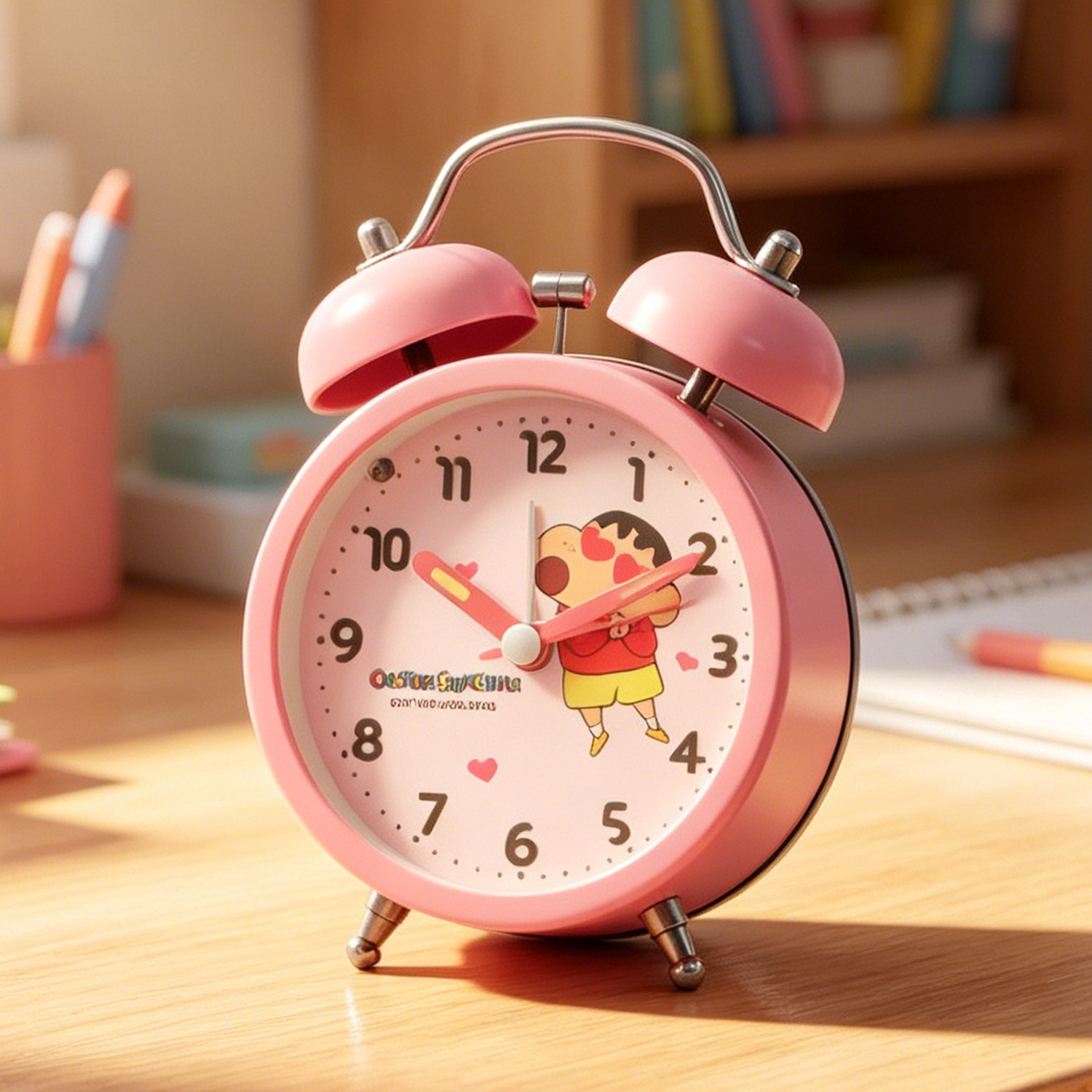 Original crayon ringing alarm clock student learning special alarm clock children bedroom fluorescent metal ringing alarm clock